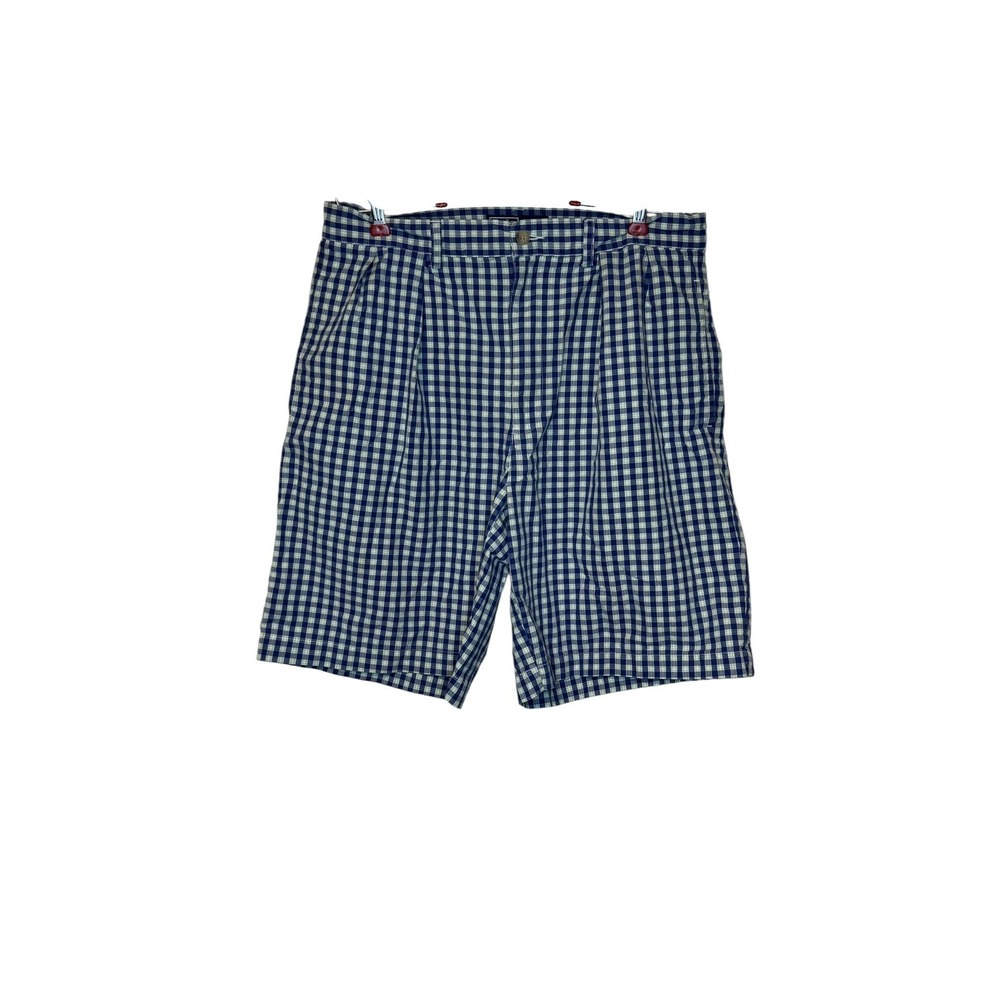 Polo Ralph Lauren Mens Shorts Tyler Golf Gingham Check One Front Pleated Blue 33